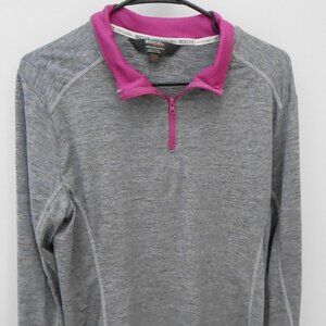 Mountain Warehouse Women's Gray & Fuchsia Pink Quick Drying IsoCool 1/4 Zip-US12
